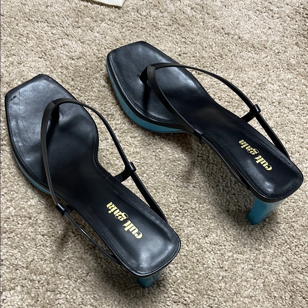 Cult Gaia Black and Teal Sandals